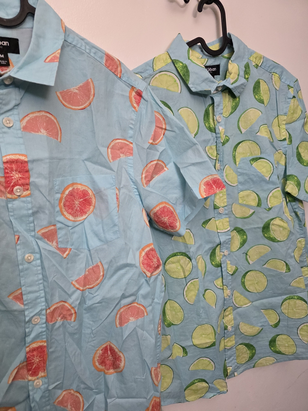Urban Outfitters Light Blue Short-Sleeve Citrus Print Button-Down Shirt Duo